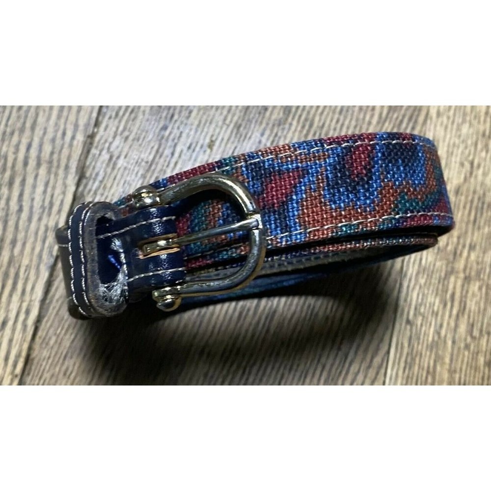 The Leather Shop Belt Vintage Blue Woven Abstract